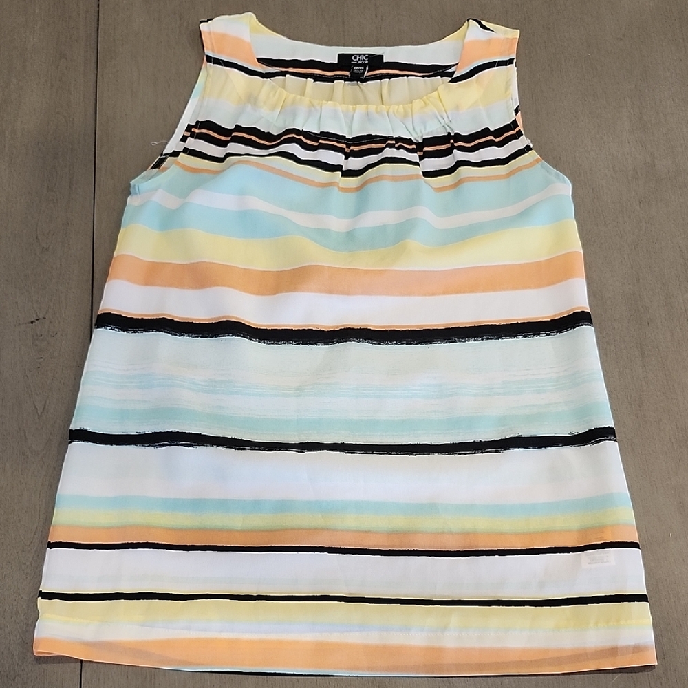 💙Chic By Jacob-  Pastel Striped Sleeveless Blouse Dressy Top